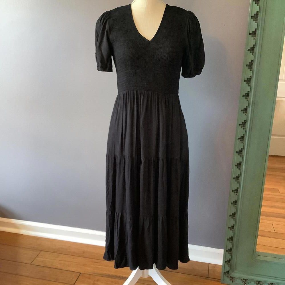 NWT Anrabess Chic Puff Sleeve Black Maxi Dress